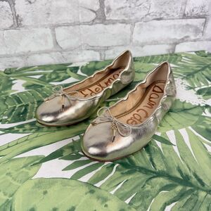 SAM EDELMAN NEW Felicia Jute Metallic Leather Ballet Flat